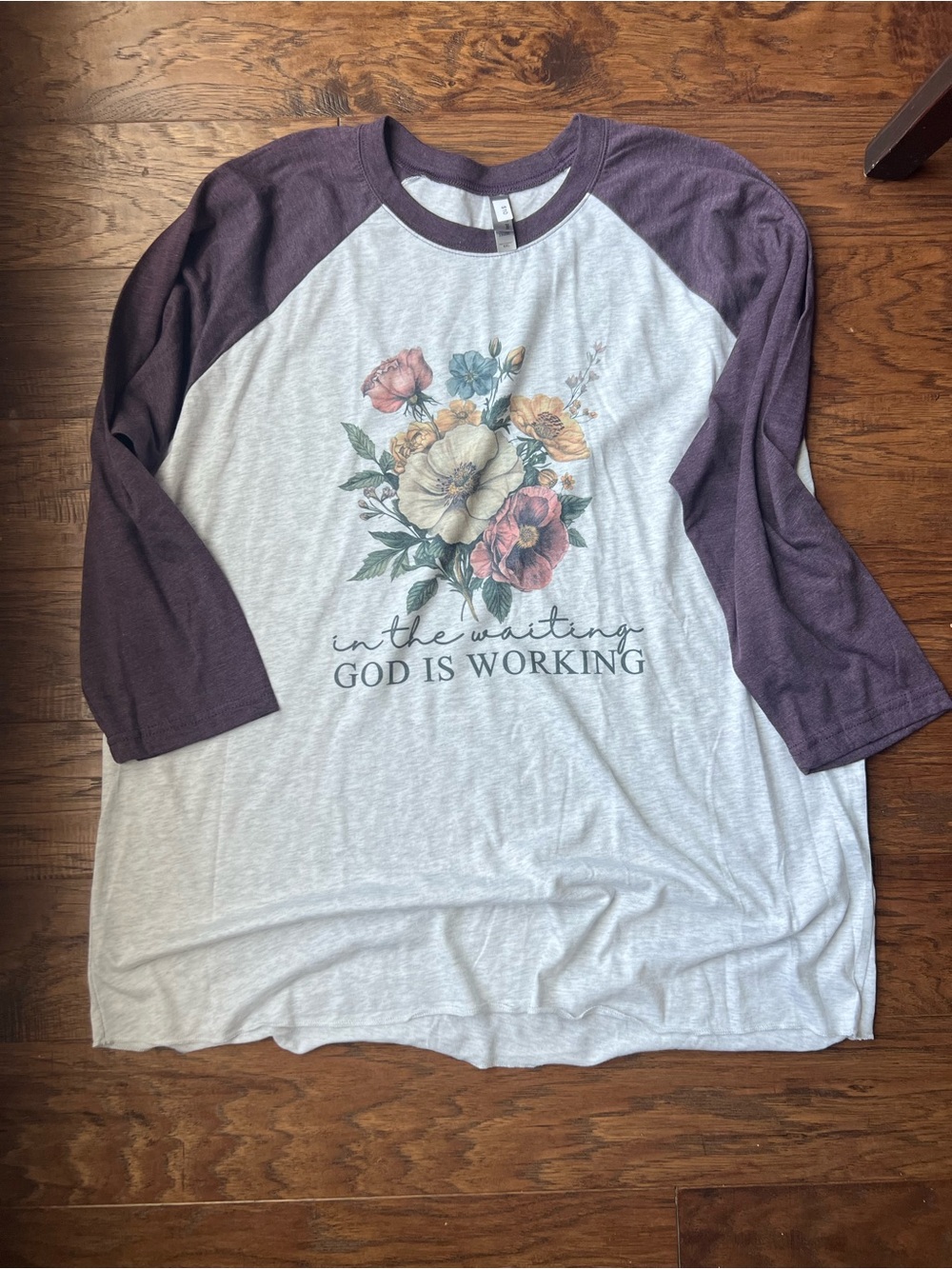 Floral Raglan Tee - "God Is Working" Graphic